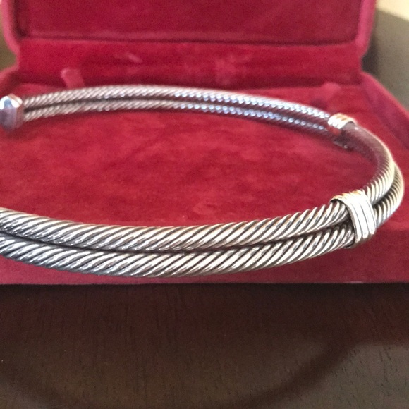 David Yurman 14k/SS Double Cable Necklace - Picture 5 of 5